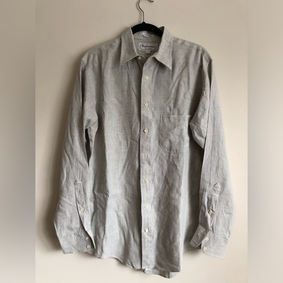 Burberry Linen Blue Green Classic Button Down Men’s shirt size 15,5 - 34 - Picture 6 of 6